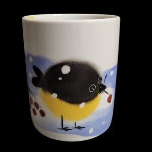 Helina Tilk Winter Birds Ceramic Utensil Holder 5" Tall